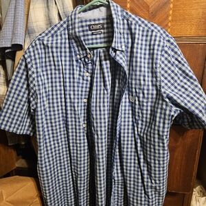 Chaps Men's Blue and White Plaid Shirt